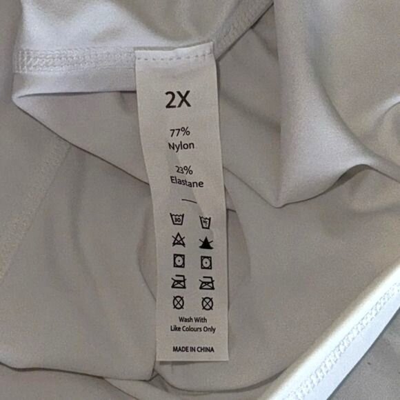 Womens 2X White Romper Dress With Built-In Shorts & Side Pockets Nylon Elastane - Picture 2 of 7